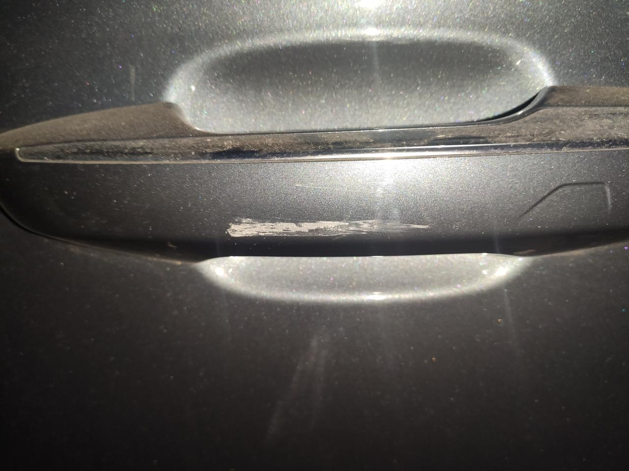 吉利星瑞 车友们，这车门把手是塑料的还是金属的，剐蹭成这样不处理的话会生锈吗，不会的话就不理它了